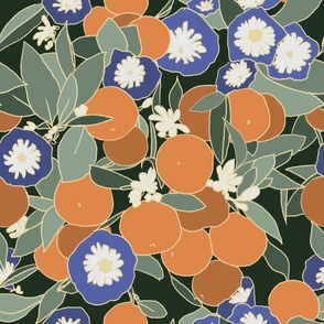 oranges and morning glory pattern
