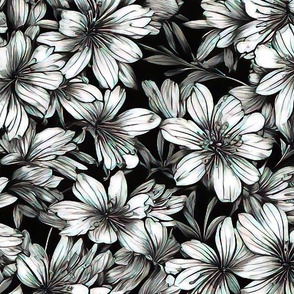 Large scale black and white flowers