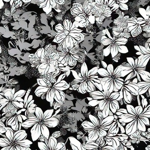 Modern black and white flowers