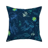 Jellyfish a Flutter on Navy (medium)