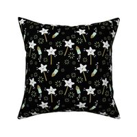 Happy New Year fireworks - kids new year's eve night stars design teal olive on black boys palette 