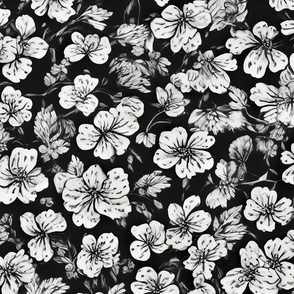Black and white cute little flowers