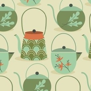 Japanese teapots, cream