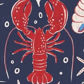 Deep Sea Lobster - Nautical Navy Blue Large