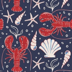Deep Sea Lobster - Nautical Navy Blue Regular