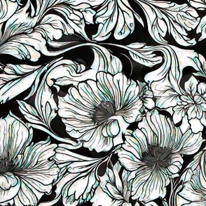 XLarge scale monochrome black and white flowers