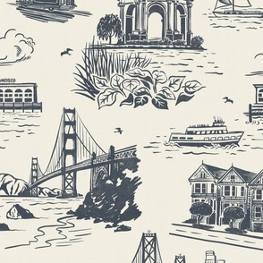 San Francisco Toile Hale Navy LG