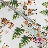 Woodland Pine Trees Forest Animals Floral Truck 