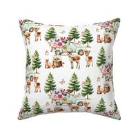 Woodland Pine Trees Forest Animals Floral Truck 