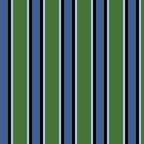 Maine Camp Stripe No 7 Bayberry Green, Stone Blue, Black