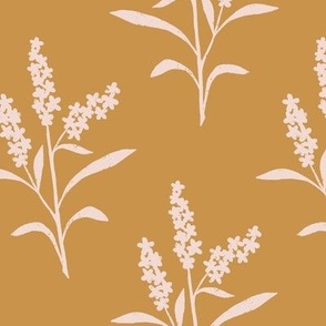 Yukon Fireweed in Mustard Yellow in a Canadian Meadow  | Small Version | Bohemian Style Pattern in the Woodlands