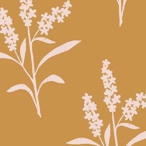 Yukon Fireweed in Mustard Yellow in a Canadian Meadow  | Medium Version | Bohemian Style Pattern in the Woodlands
