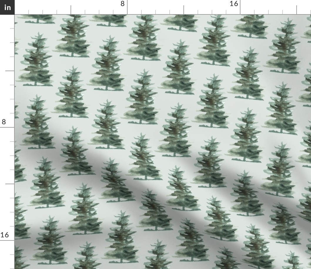 Winter Pines in Pastel Green