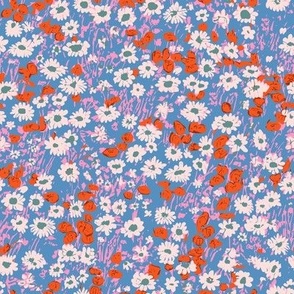 Lillith Ditsy small flower  Floral Preppy Blue Red Ivory MEDIUM