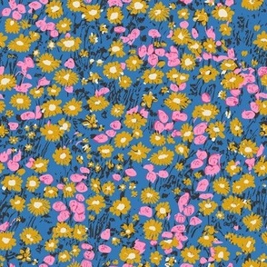 Lillith Ditsy small flower Floral  Blue  yellow pink MEDIUM