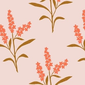 Yukon Fireweed in Red in a Canadian Meadow  | Small Version | Bohemian Style Pattern in the Woodlands