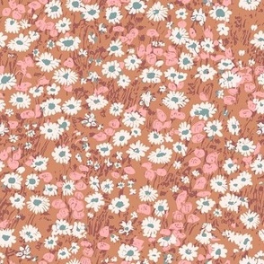 Lillith Ditsy small flower Floral Terracotta peach ivory MEDIUM