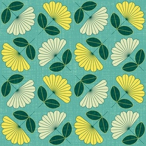 Large scale • Spring floral - green, yellow & turquoise