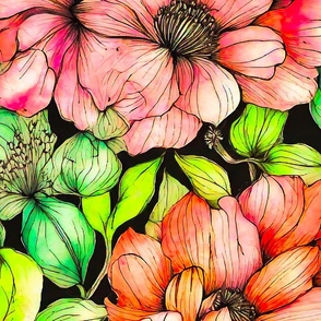 large scale pastel flowers