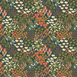 Small / Retro Field of Flowers - Vintage - Boho - Earth Tones - Earth Colors - Nature - Muted Colors - Florals - Gubiller - Floral Wallpaper - Home Decor