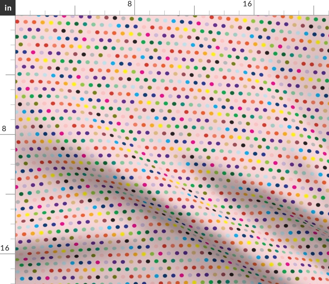 Colorful Polka Dots on Pink - small