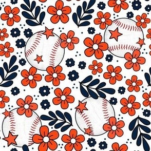 Medium Scale Team Spirit Baseball Floral in Detroit Tigers Navy and Orange