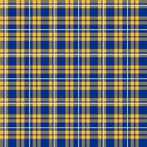 Smaller Scale Team Spirit NHL Hockey Plaid in Buffalo Sabres Yellow Gold and Royal Blue