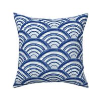 Seigaiha Japanese Block Print Pattern of Ocean Waves, blue sea and wave, Japanese Waves Pattern in Indigo Blue, Blue and white, Beach