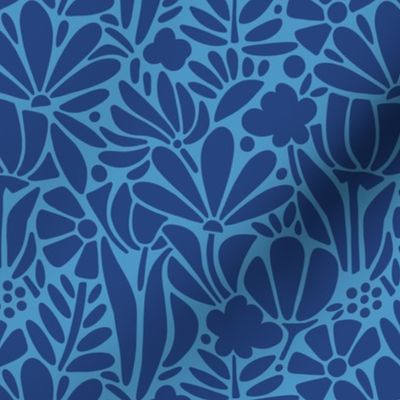 Blue Graphic Floral - small scale