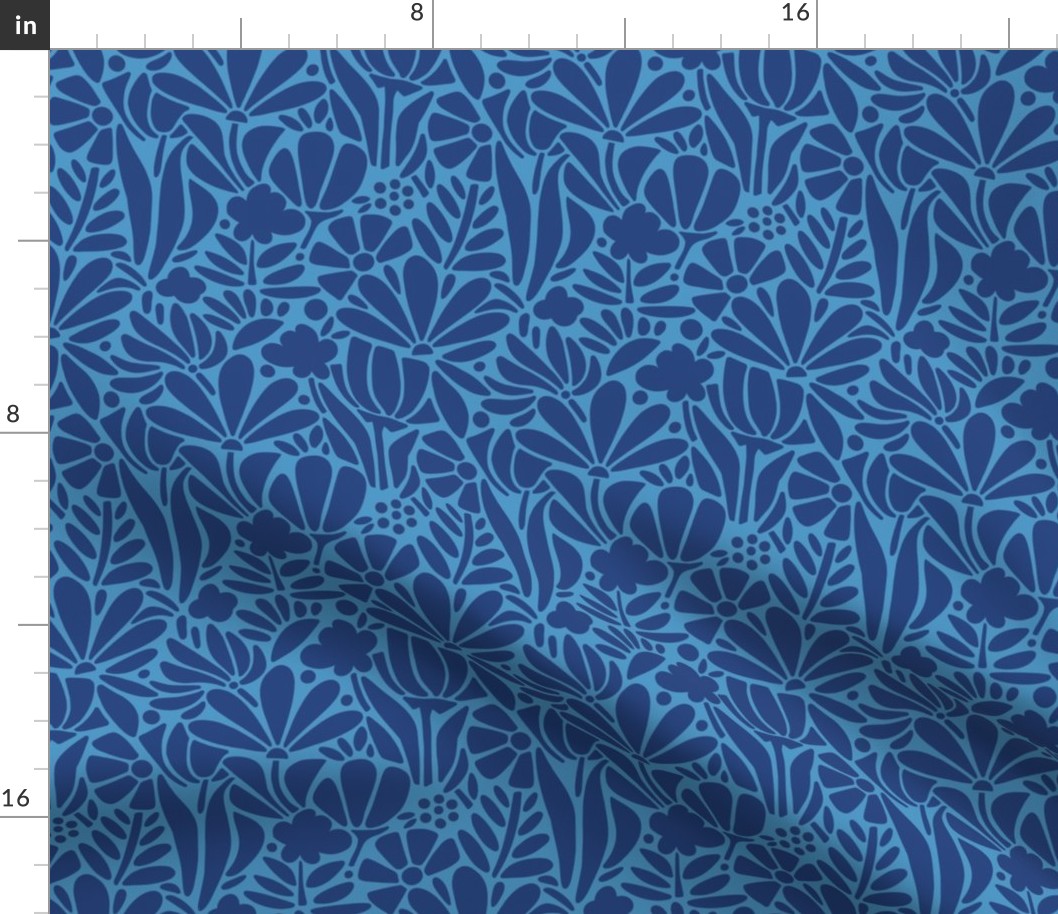 Blue Graphic Floral - small scale