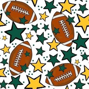 Medium Scale Team Spirit Footballs and Stars in North Dakota State Bison Green and Yellow (2)