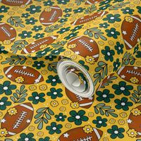 Medium Scale Team Spirit Football Floral in North Dakota State Bison Green and Yellow