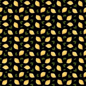 Lemons and leaves Paper cut style / black background 