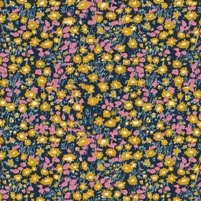 Lillith Ditsy small flower Floral Navy Golden SMALL