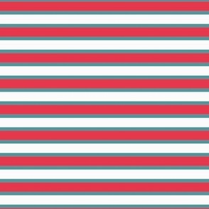 Stripes red white & teal