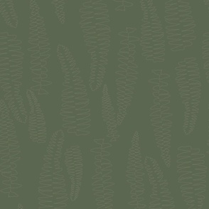 (XL) 24 x 36 Fern outlines monochromatic dark jade green -02