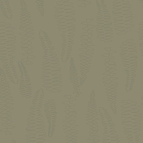 (XL) 24 x 36 Fern outlines monochromatic khaki ranger green -04