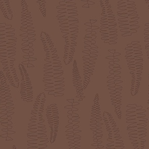 (XL) 24 x 36 Fern outlines monochromatic brown -06