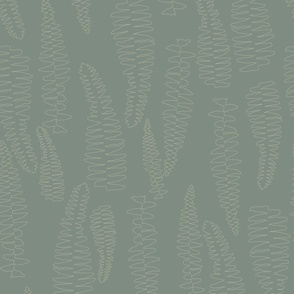 (XL) 24 x 36 Fern outlines monochromatic grey -10