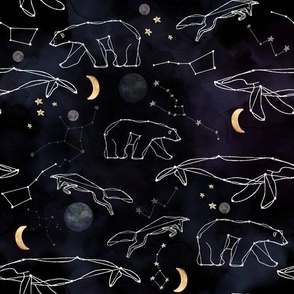 Animal Constellations / Fox / Bear / Whale / Moon / Stars