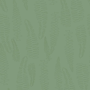 (XL) 24 x 36 Fern outlines monochromatic sage -13