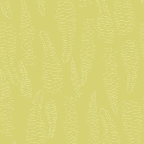 (XL) 24 x 36 Fern outlines monochromatic chartreuse -14