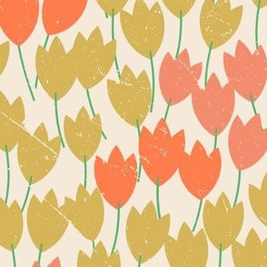 Colourful tulips - vintage texture 