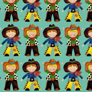 little cowboys turquoise linen