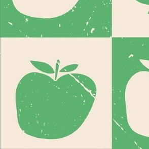 retro checkerboard with apples - kelly green JUMBO