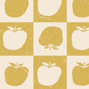 retro checkers with apples - sunshine yellow 