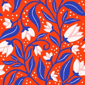 Vibrant Blooms - Red White Bue