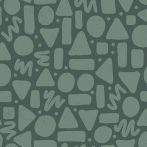 Non Directional Shapes | MediumScale | Dark green, sage Green, mint green | geometric