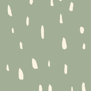 Organic Painted Dots | Large Scale | Sage Green, Cream White | casual hand painted marks