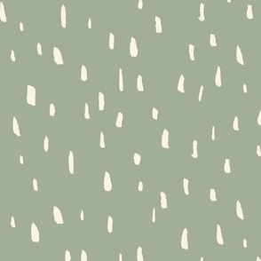 Organic Painted Dots | Medium Scale | Sage Green, Cream White | casual hand painted marks